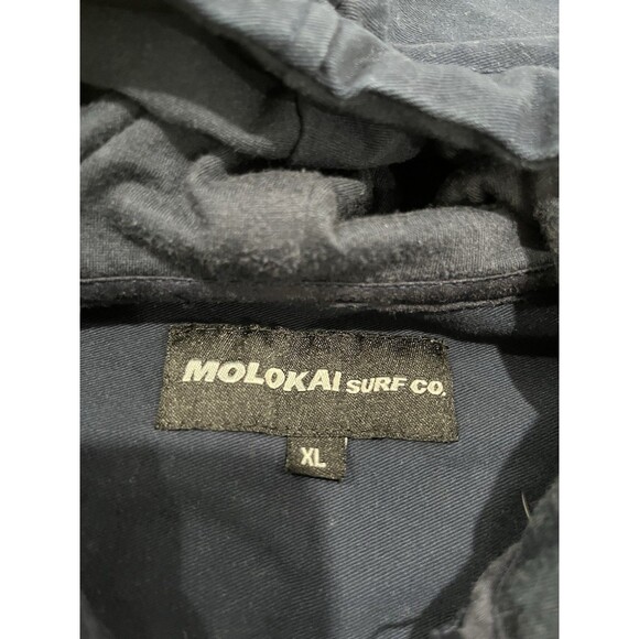 Molokai Surf Blue Hooded Long Sleeve Button Down Shirt Size XL Warm - Picture 5 of 8